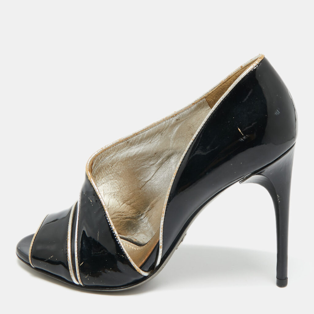 Dolce & Gabbana Black Patent Leather Piping Detail Peep Toe D'orsay Pumps Size 36 Dolce & Gabbana Black Patent Leather Piping Detail Peep Toe D'orsay Pumps Size 36