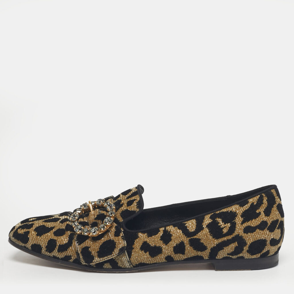 luxury-women-dolcegabbana-used-shoes-p1219257-008-1.jpg Dolce & Gabbana Black/Gold Lurex Fabric Jackie Smoking Slippers Size 37