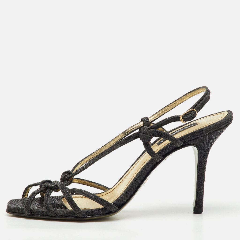 luxury-women-dolcegabbana-used-shoes-p1220868-010.jpg Dolce & Gabbana Black Glitter Strappy Slingback Sandals Size 37