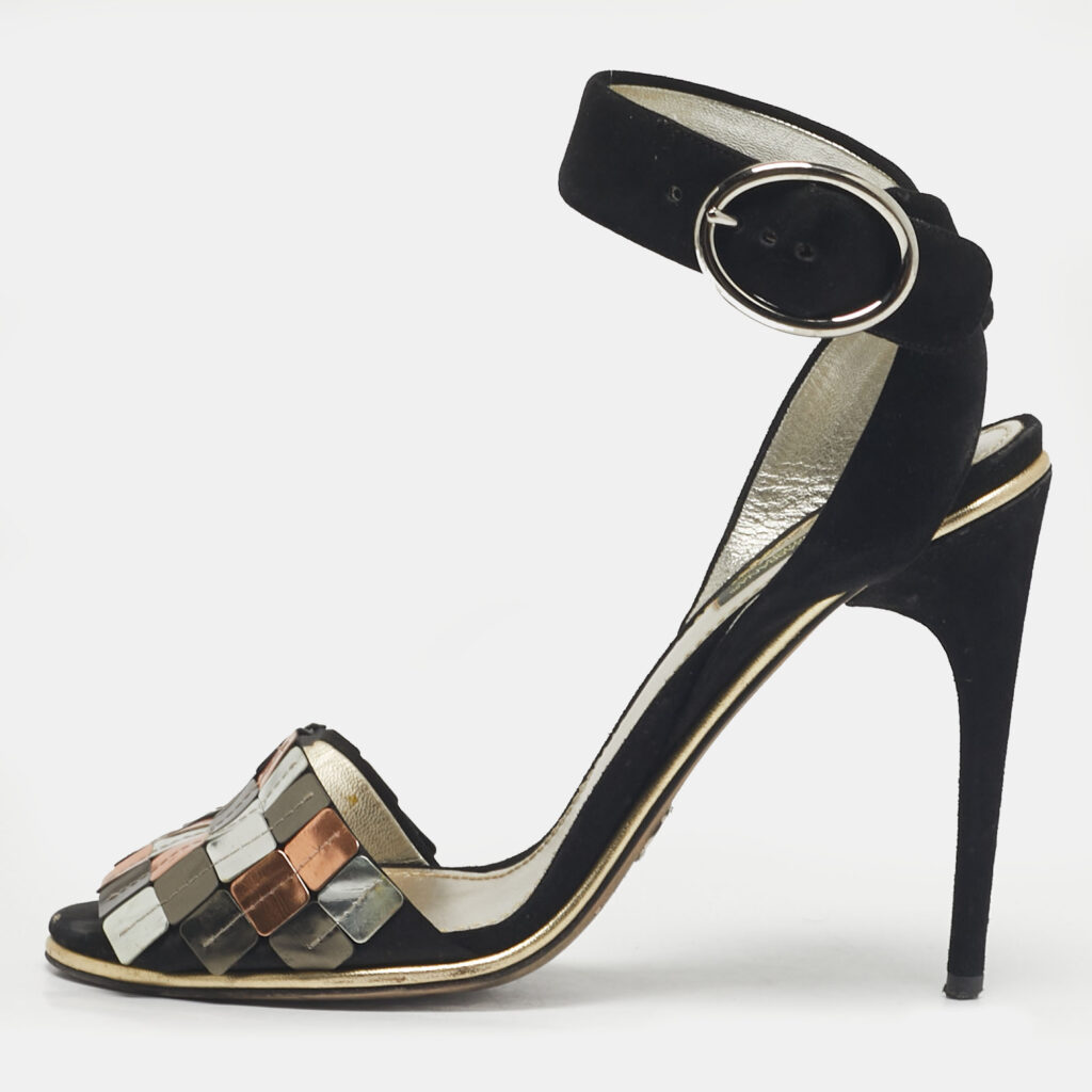 Dolce & Gabbana Black Suede Ankle Strap Sandals Size 40 Dolce & Gabbana Black Suede Ankle Strap Sandals Size 40