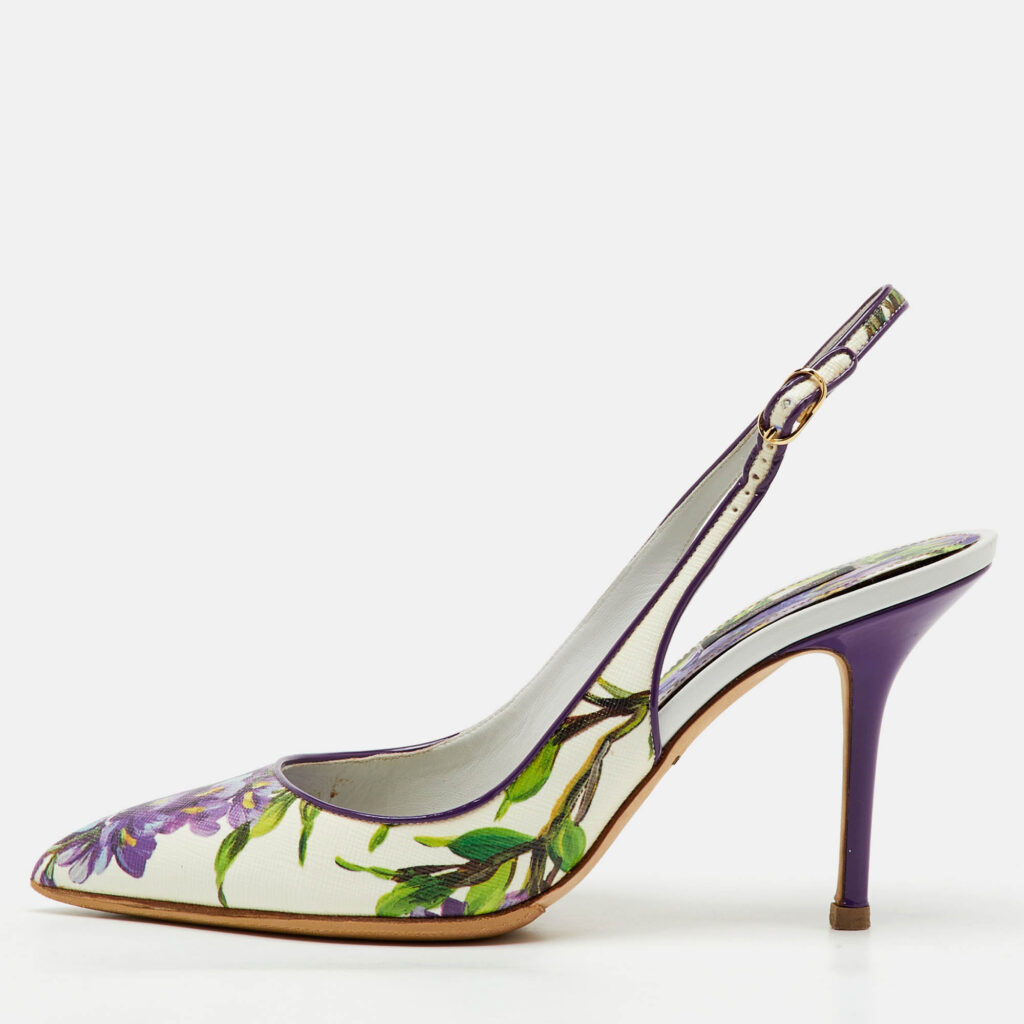 Dolce & Gabbana Multicolor Floral Print Patent Leather Slingback Pumps Size 40 Dolce & Gabbana Multicolor Floral Print Patent Leather Slingback Pumps Size 40