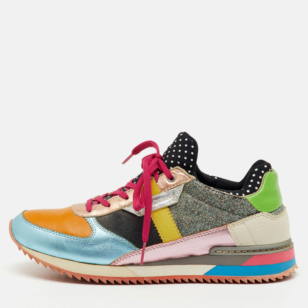 Dolce & Gabbana Multicolor Leather and Glitter Low Top Sneakers Size 38 Dolce & Gabbana Multicolor Leather and Glitter Low Top Sneakers Size 38