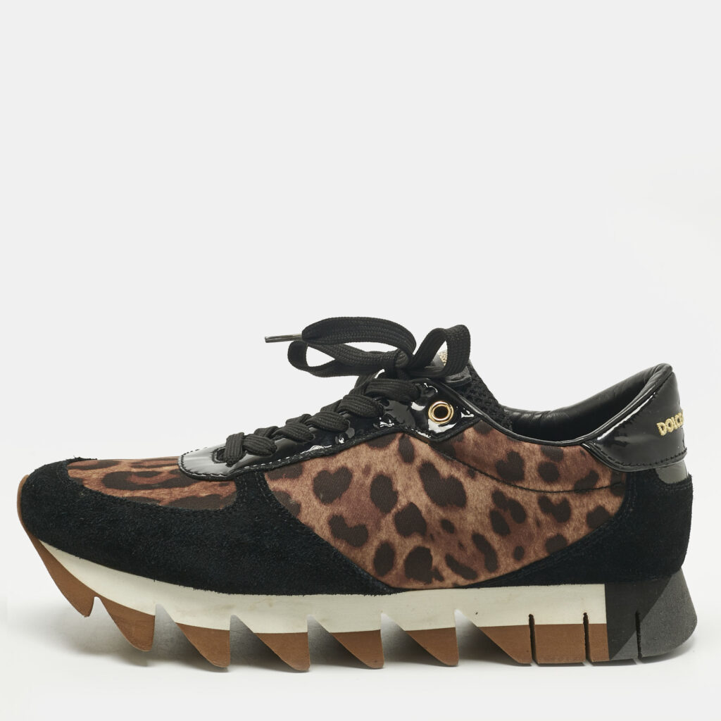 Dolce & Gabbana Multicolor Leopard Print Canvas and Suede Lace Up Sneakers Size 39 Dolce & Gabbana Multicolor Leopard Print Canvas and Suede Lace Up Sneakers Size 39