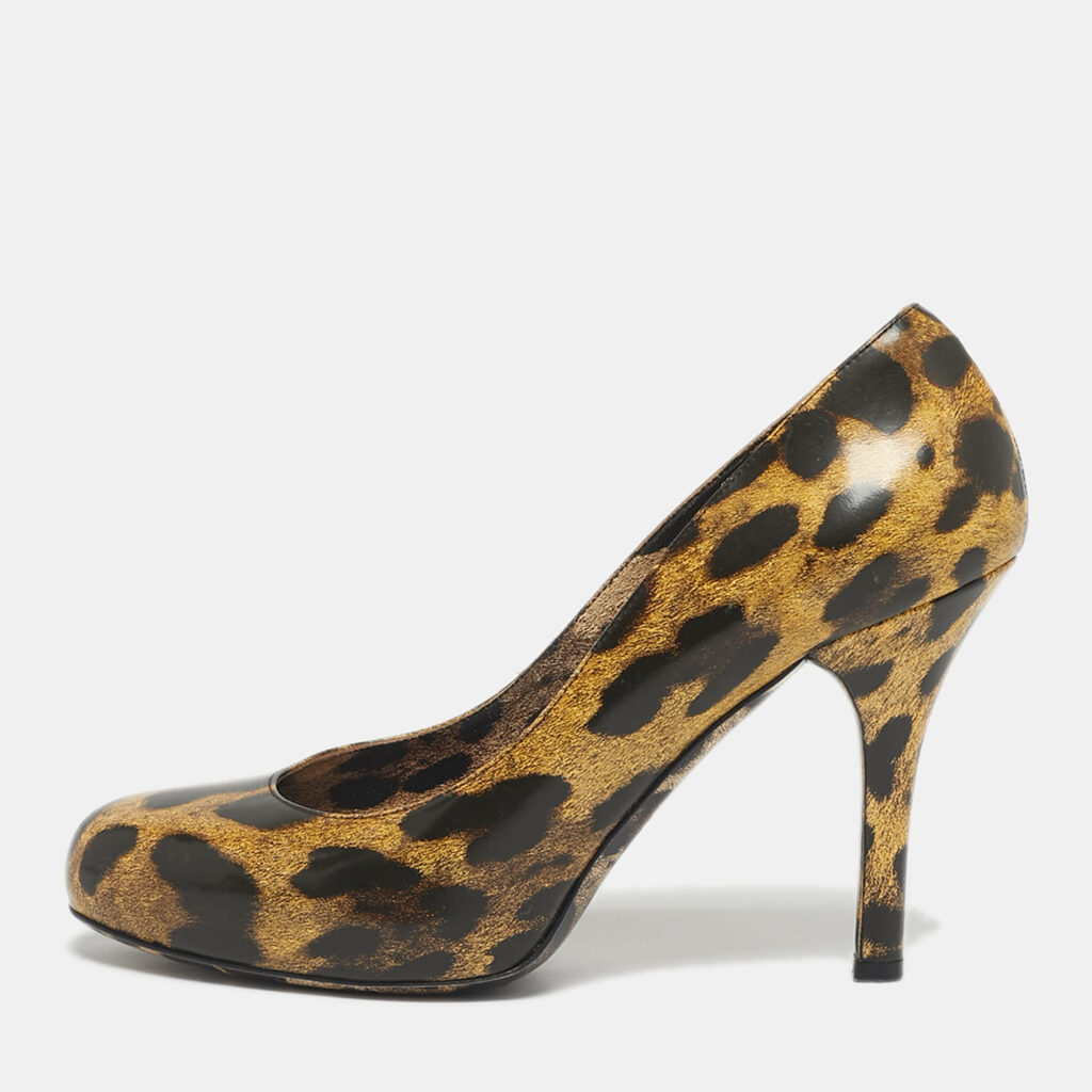 Dolce & Gabbana Black/Brown Leopard Print Leather Platform Peep Toe Pumps Size 39 Dolce & Gabbana Black/Brown Leopard Print Leather Platform Peep Toe Pumps Size 39