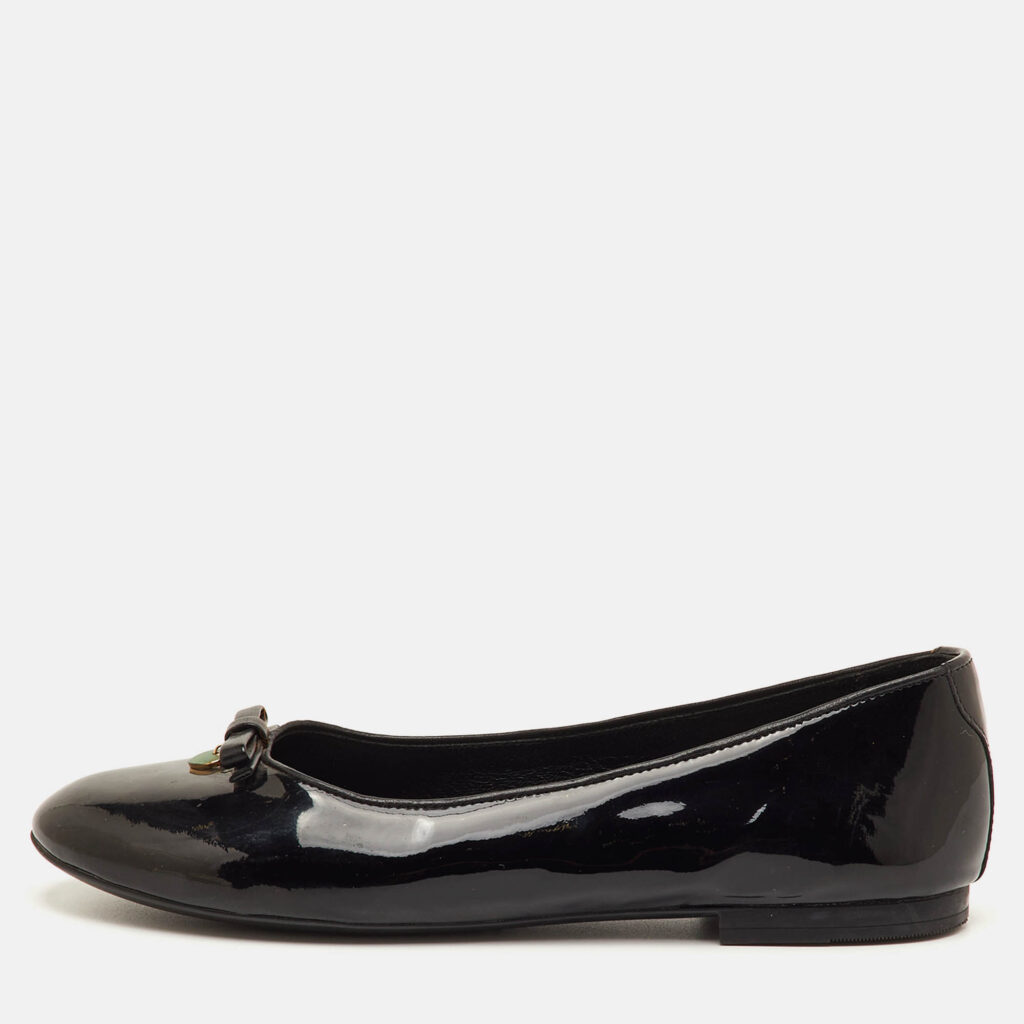 luxury-women-dolcegabbana-used-shoes-p1249705-010.jpg Dolce & Gabbana Bow Size 38 Black Patent Leather Ballet Flats