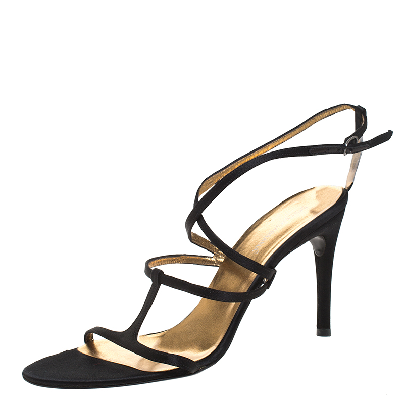 Dolce & Gabbana Black Satin Strappy Sandals Size 37 Dolce & Gabbana Black Satin Strappy Sandals Size 37