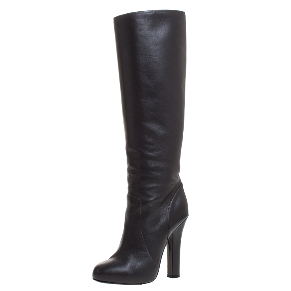Dolce & Gabbana Black Leather Knee Length Platform Boots Size 36 Dolce & Gabbana Black Leather Knee Length Platform Boots Size 36