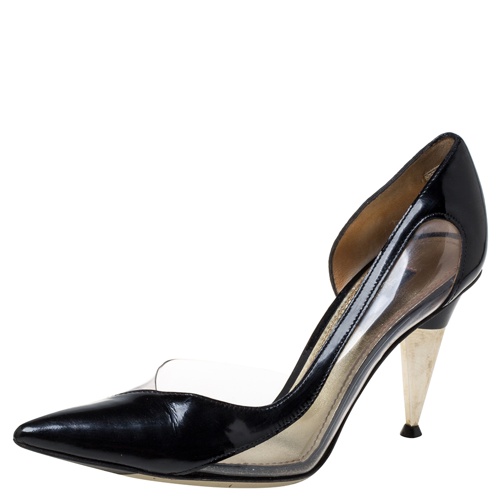 Dolce & Gabbana Black Patent Leather And PVC Pointed Toe Pumps Size 37 Dolce & Gabbana Black Patent Leather And PVC Pointed Toe Pumps Size 37