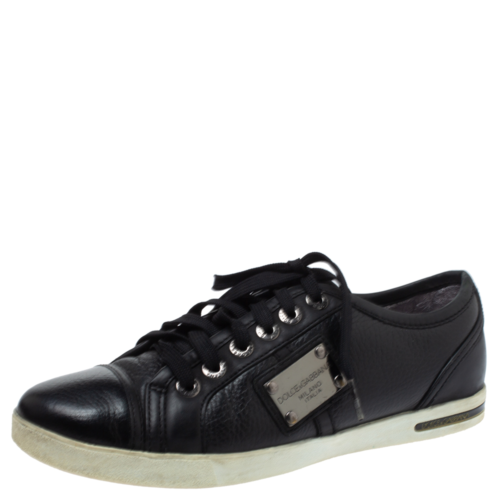 Dolce & Gabbana Black Leather Lace Low Top Sneakers Size 37 Dolce & Gabbana Black Leather Lace Low Top Sneakers Size 37