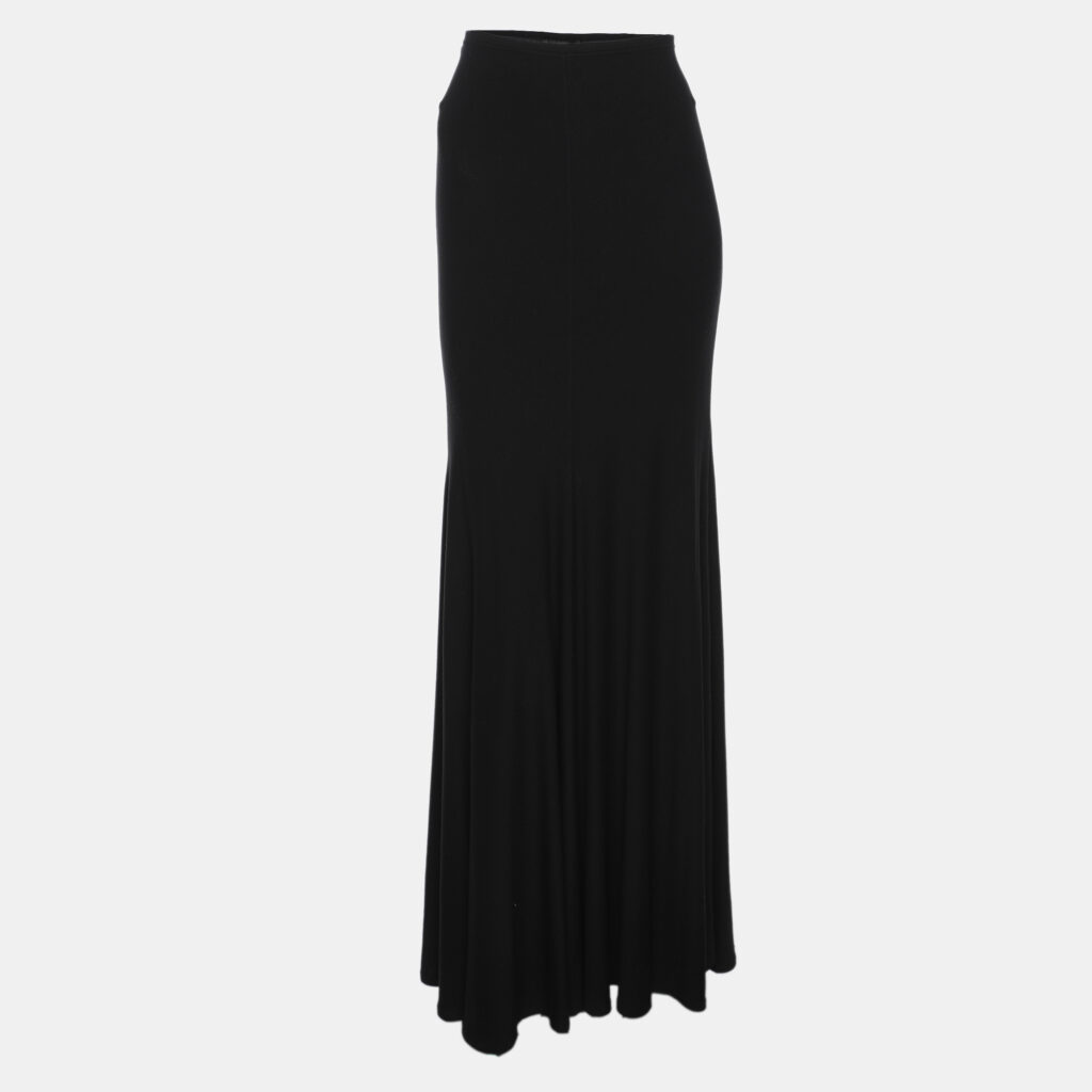 Donna Karan Black Jersey Floor Length Flare Skirt S Donna Karan Black Jersey Floor Length Flare Skirt S