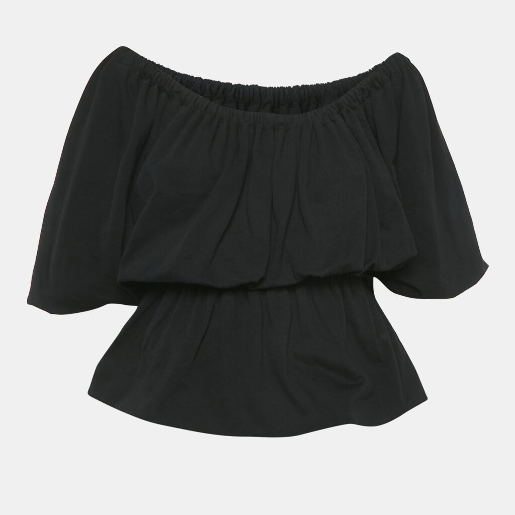 Dries van Noten Black Cotton Knit Elasticized Detail Top S Dries van Noten Black Cotton Knit Elasticized Detail Top S