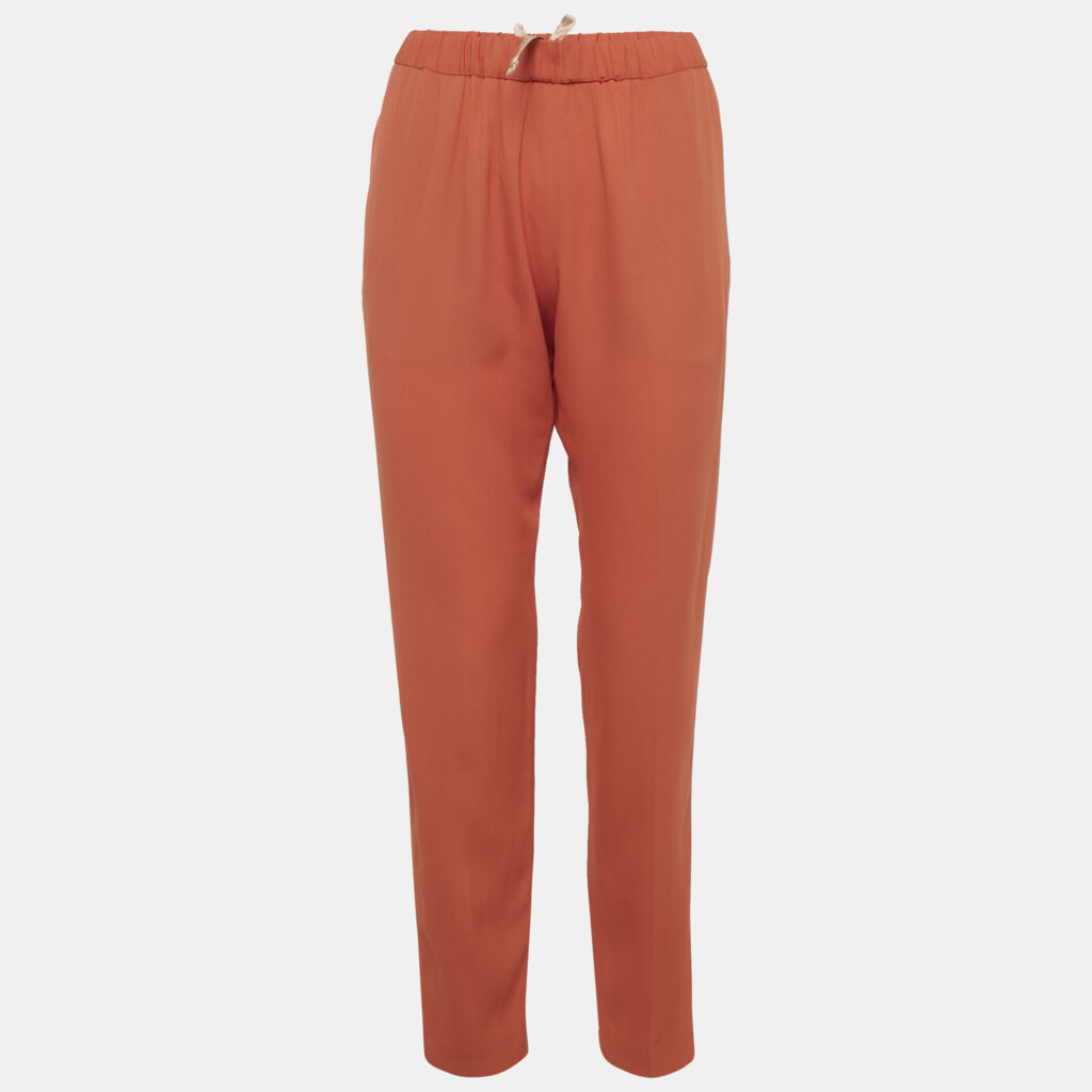 Dries van Noten Burnt Orange Crepe Formal Trousers S Dries van Noten Burnt Orange Crepe Formal Trousers S