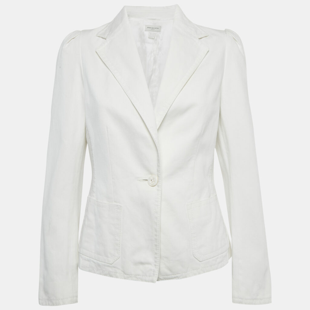Dries van Noten White Denim Button Front Jacket M
