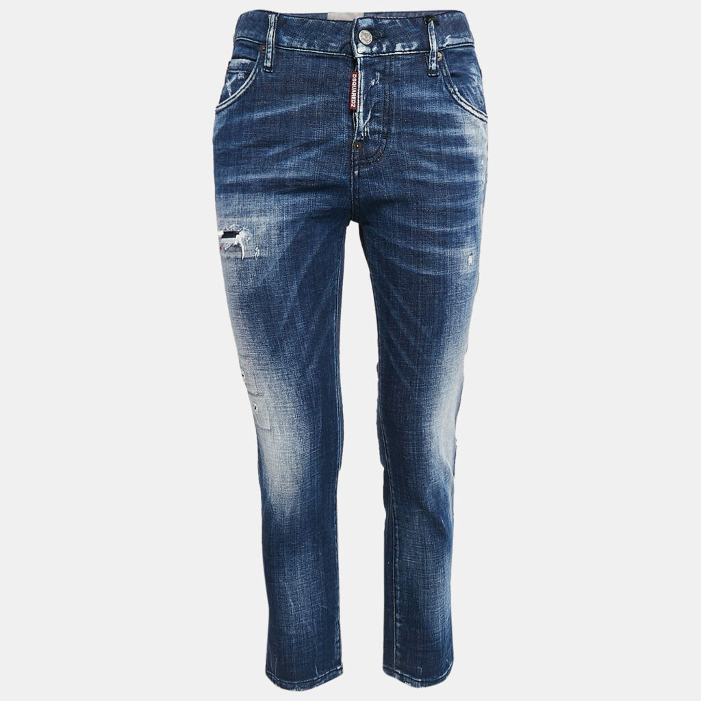 Dsqaured2 Blue Washed Denim Cool Girl Cropped Jeans S Waist 32" Dsqaured2 Blue Washed Denim Cool Girl Cropped Jeans S Waist 32"