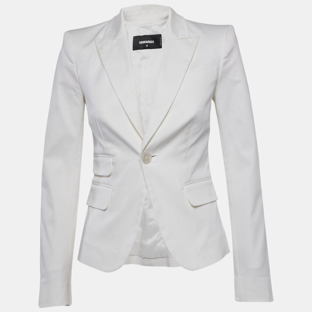 Dsquared2 White Gabardine Tailored Blazer S