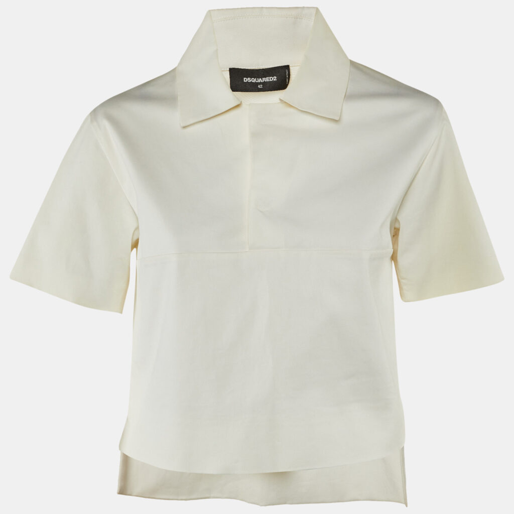 Dsquared2 White Cotton High Low Top M