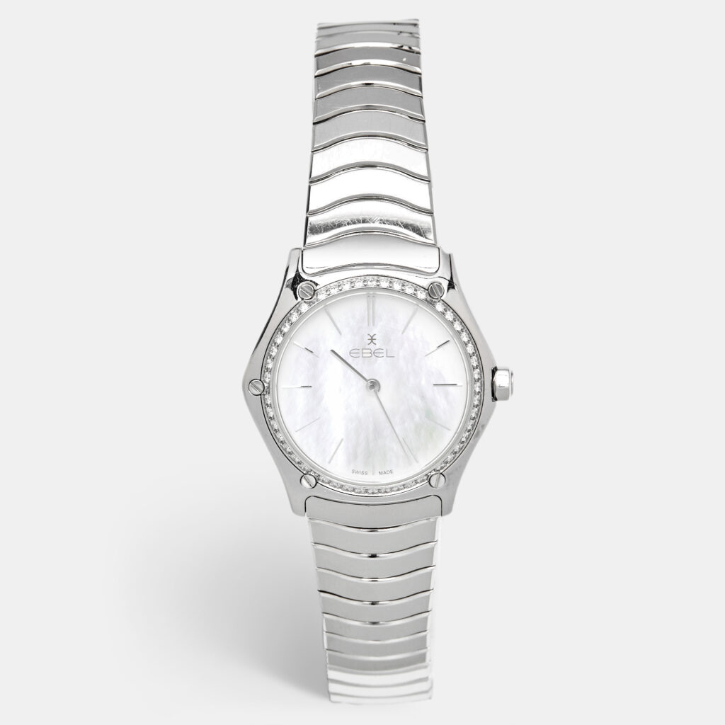 luxury-women-ebel-used-watches-p1246299-009-1.jpg Ebel Classic Sport 1216451A Mother Of Pearl Diamond Stainless Steel Women's Wristwatch 29 mm