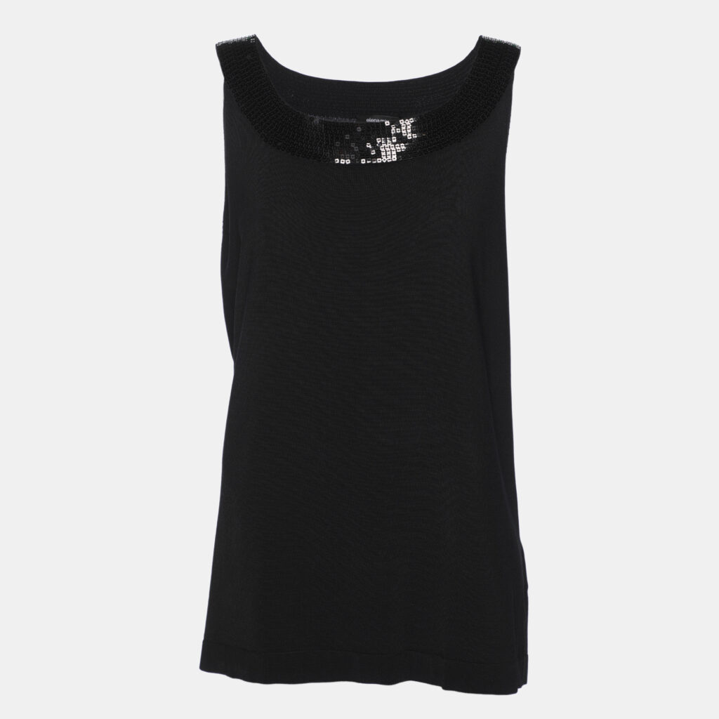 Elena Miro Black Jersey Paillettes Tops XL