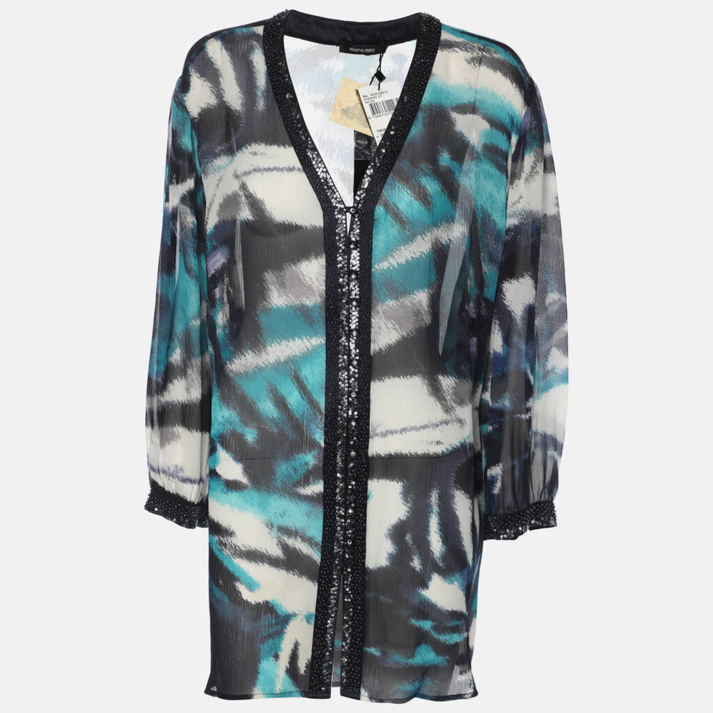 luxury-women-elena-miro-new-clothes-p1183293-001.jpg Elena Miro Blue Chiffon Embellished Shirt XXL