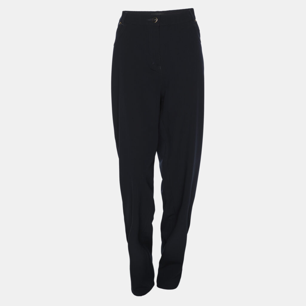Elena Miro Navy Blue Jersey Wide Leg Trousers XL