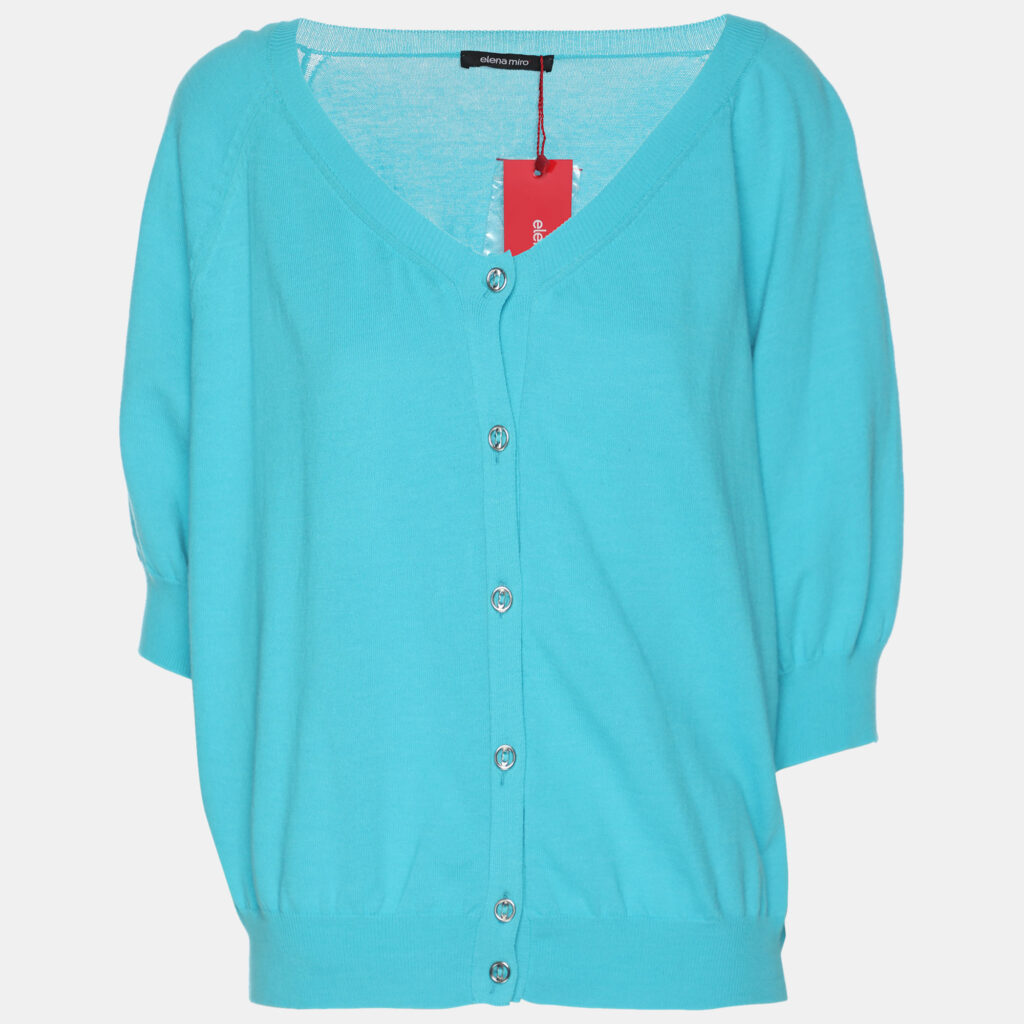 Elena Miro Teal Cotton Knit Button Front Crop Top XL Elena Miro Teal Cotton Knit Button Front Crop Top XL