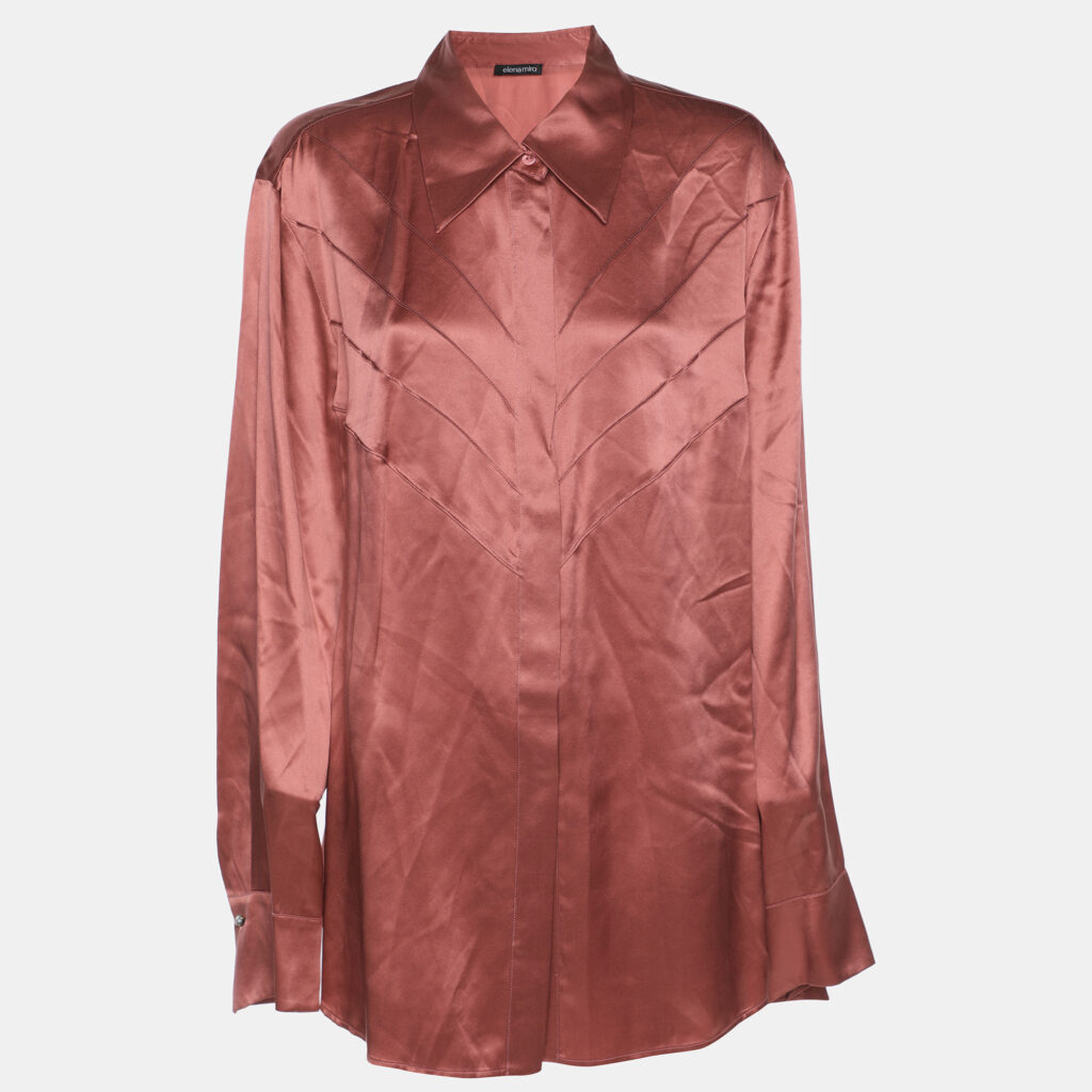 Elena Miro Metallic Pink Silk Long Sleeve Shirt XL Elena Miro Metallic Pink Silk Long Sleeve Shirt XL