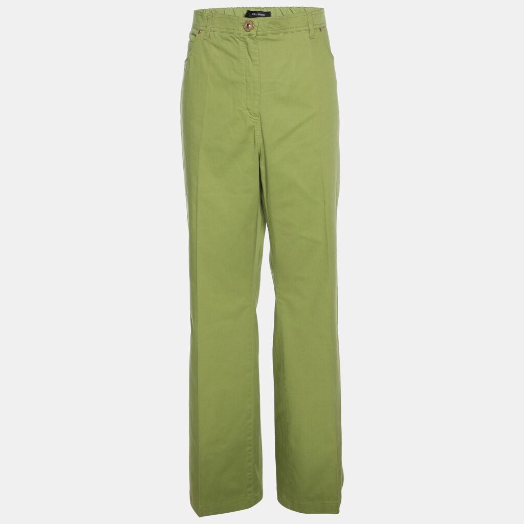 Elena Miro Green Stretch Cotton Wide Leg Pants XL