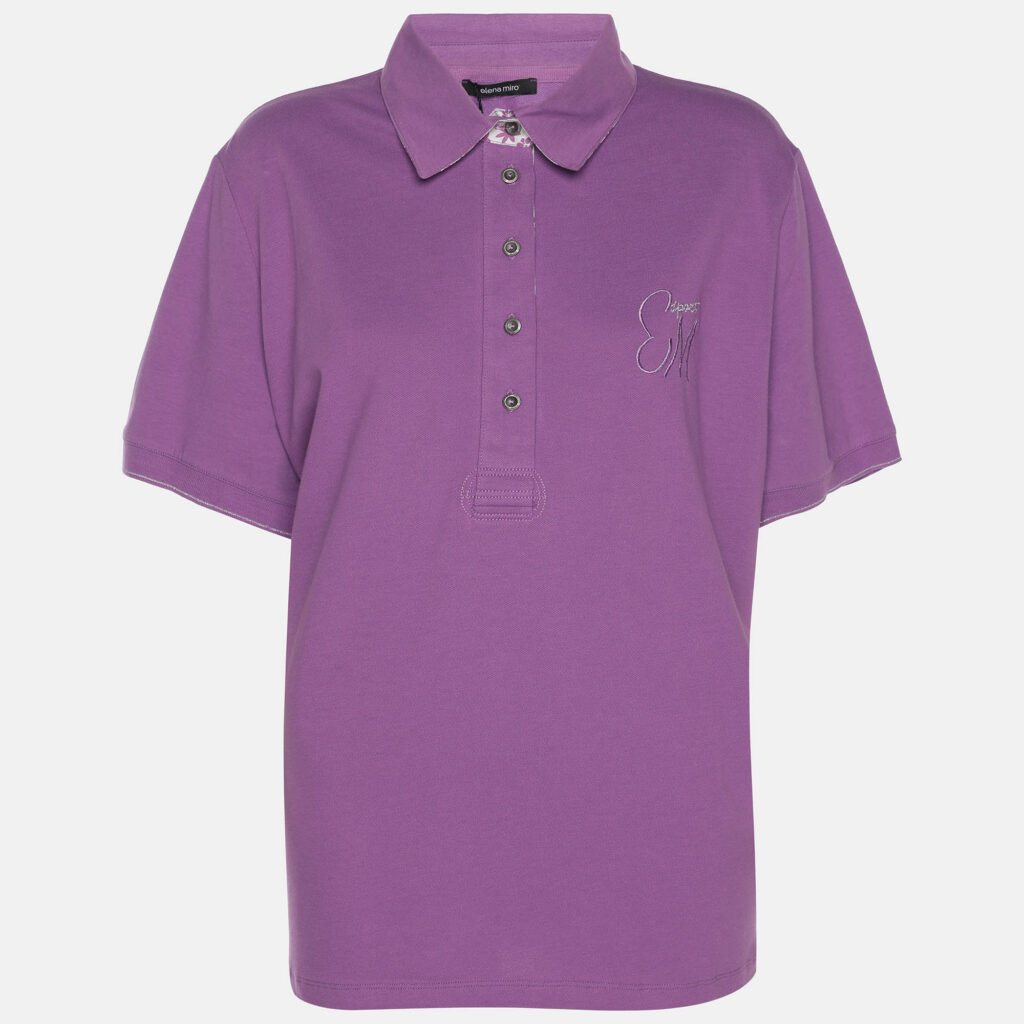 Elena Miro Purple Jersey Polo T-Shirt XL Elena Miro Purple Jersey Polo T-Shirt XL