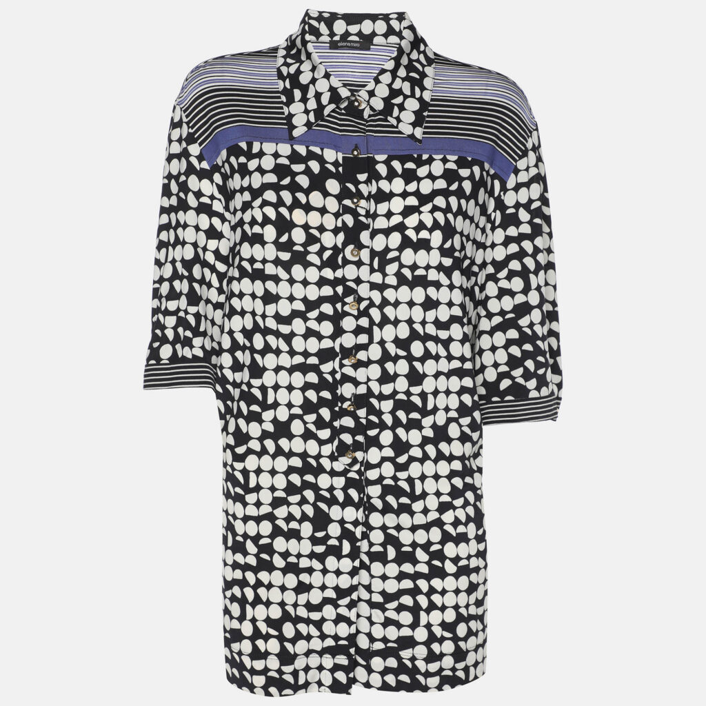 Elena Miro Black/White Printed Jersey Tops L Elena Miro Black/White Printed Jersey Tops L