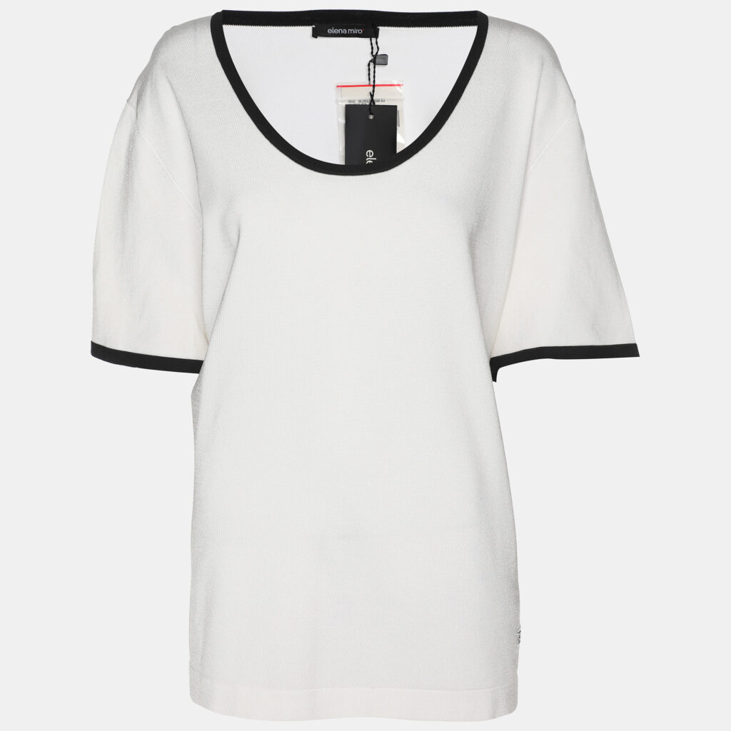 Elena Miro White/Black Knit T-Shirt XXL Elena Miro White/Black Knit T-Shirt XXL