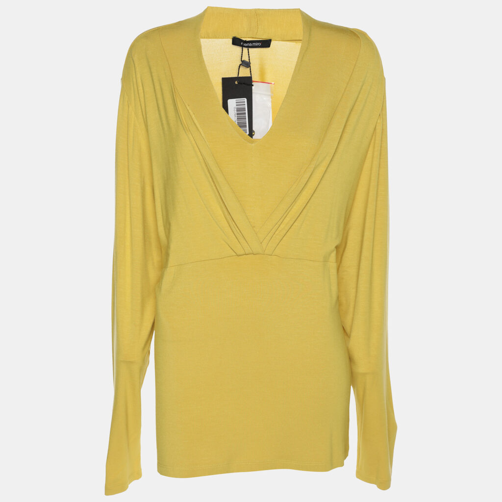 Elena Miro Yellow Jersey V Neck Tops Elena Miro Yellow Jersey V Neck Tops