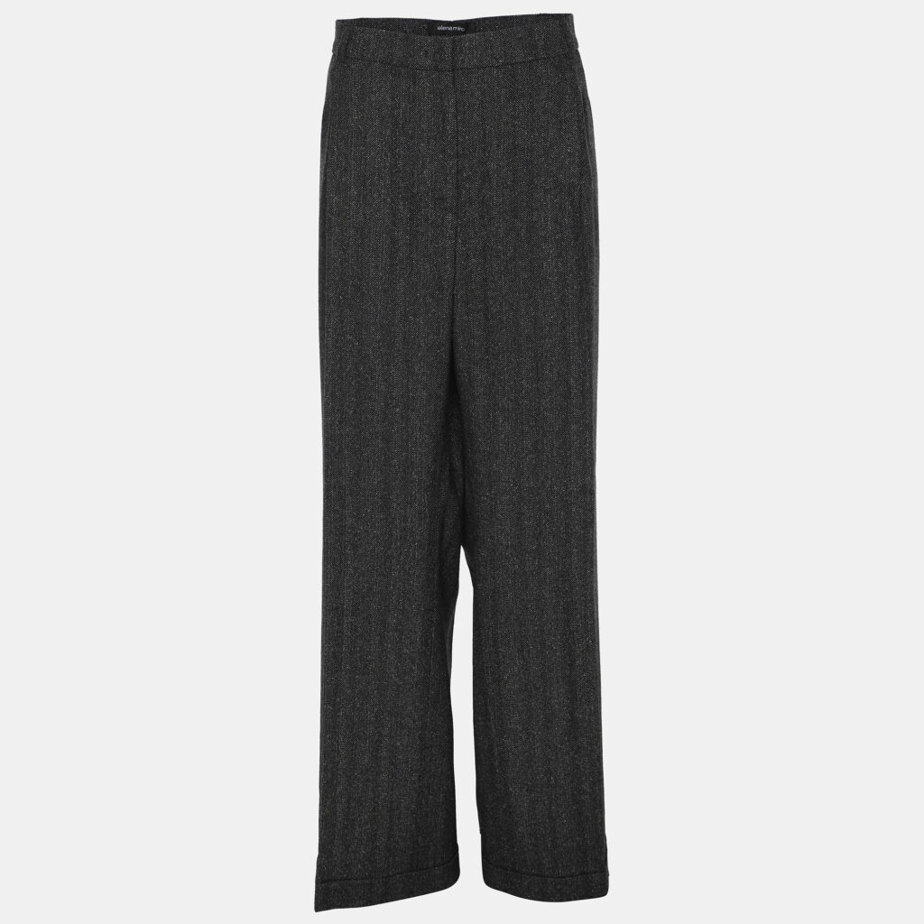 Elena Miro Grey Wool Blend Wide Leg Trousers XL