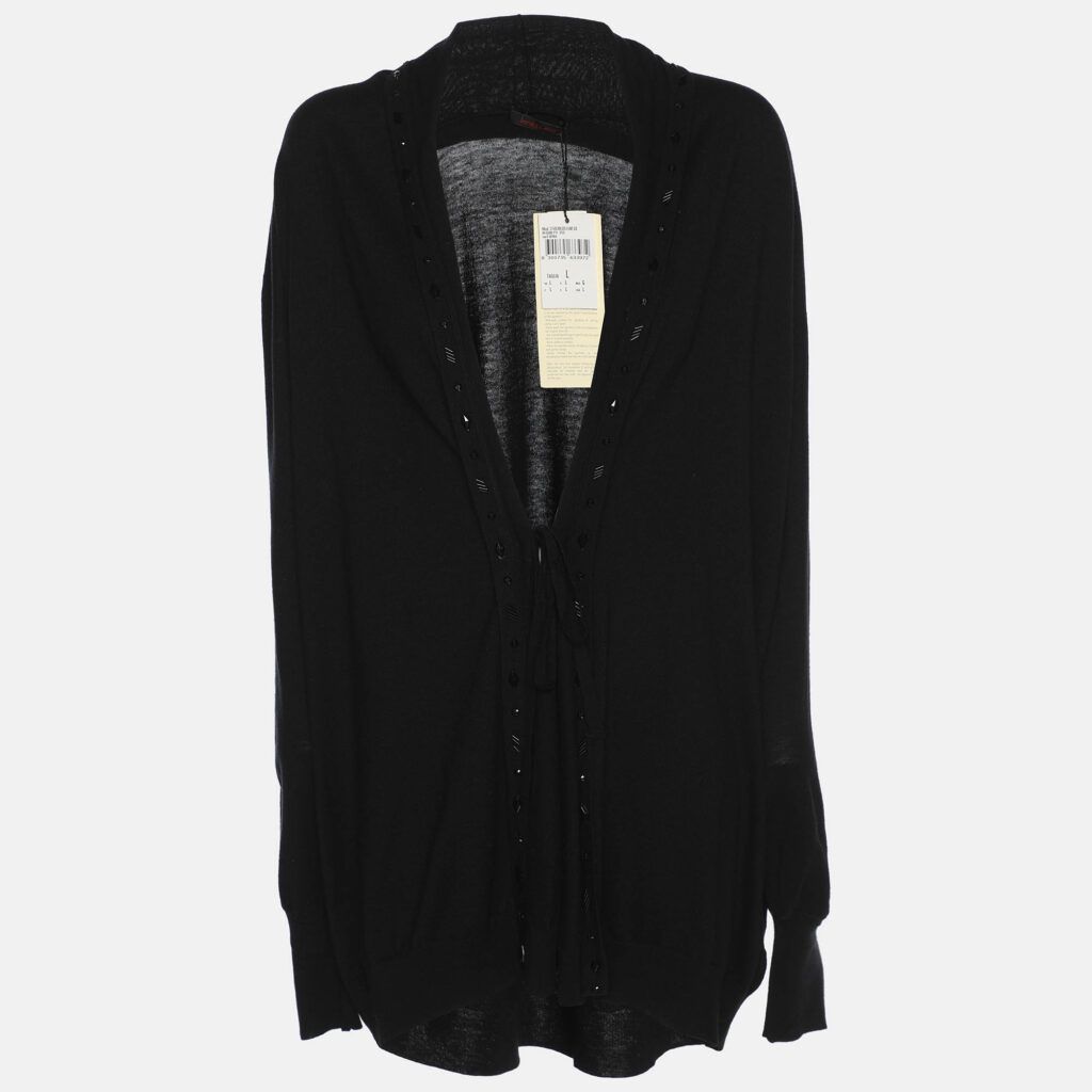 luxury-women-elena-miro-new-clothes-p1186808-001.jpg Elena Miro Black Jersey Embellished Cardigan L