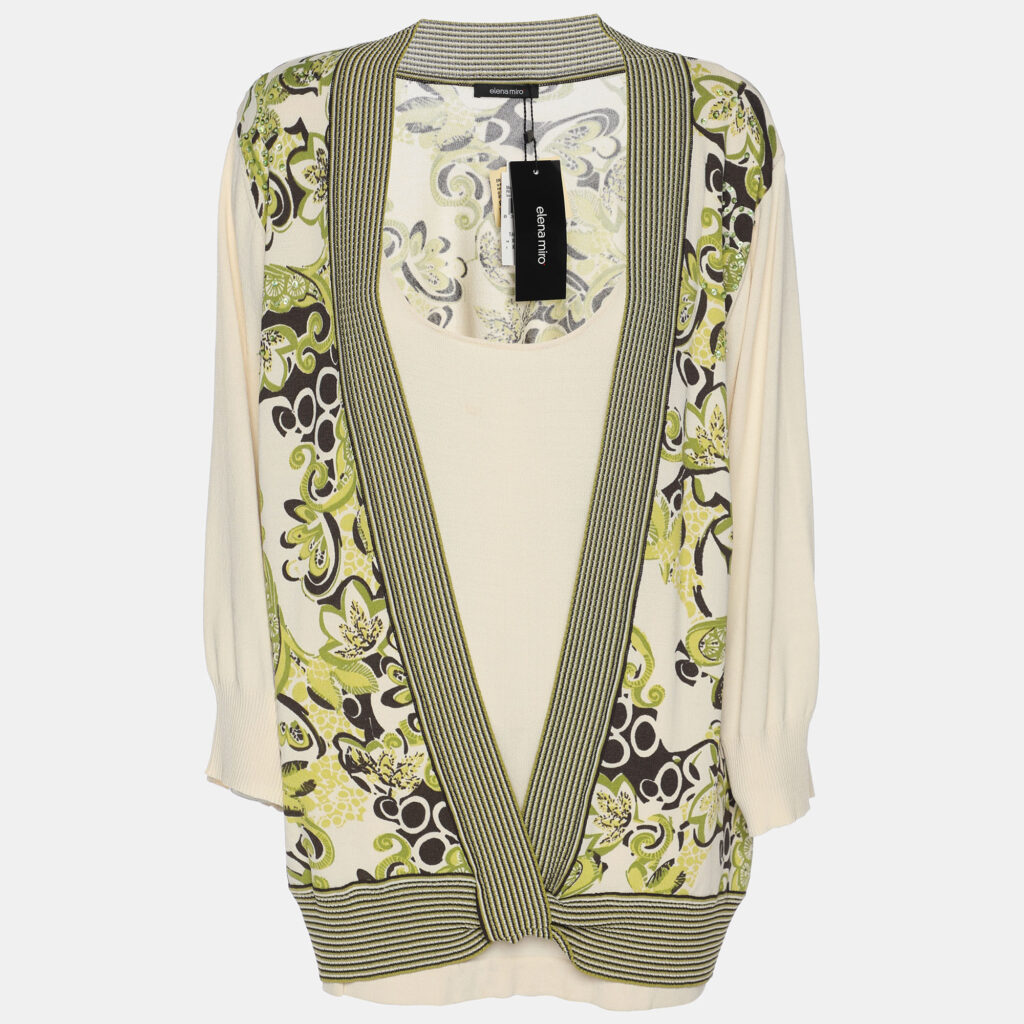 Elena Miro Multicolor Floral Rib Knit Top XL Elena Miro Multicolor Floral Rib Knit Top XL