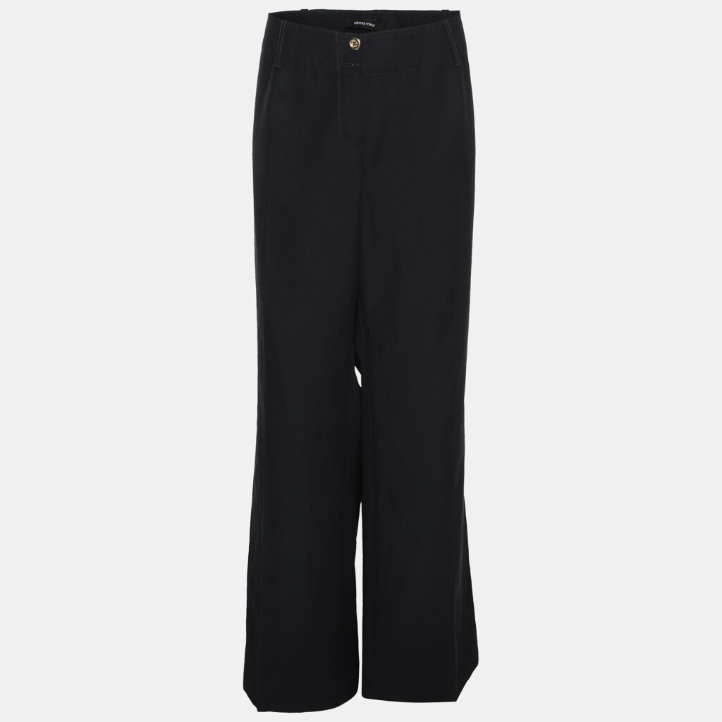 Elena Miro Navy Blue Cotton Straight Pants XXL