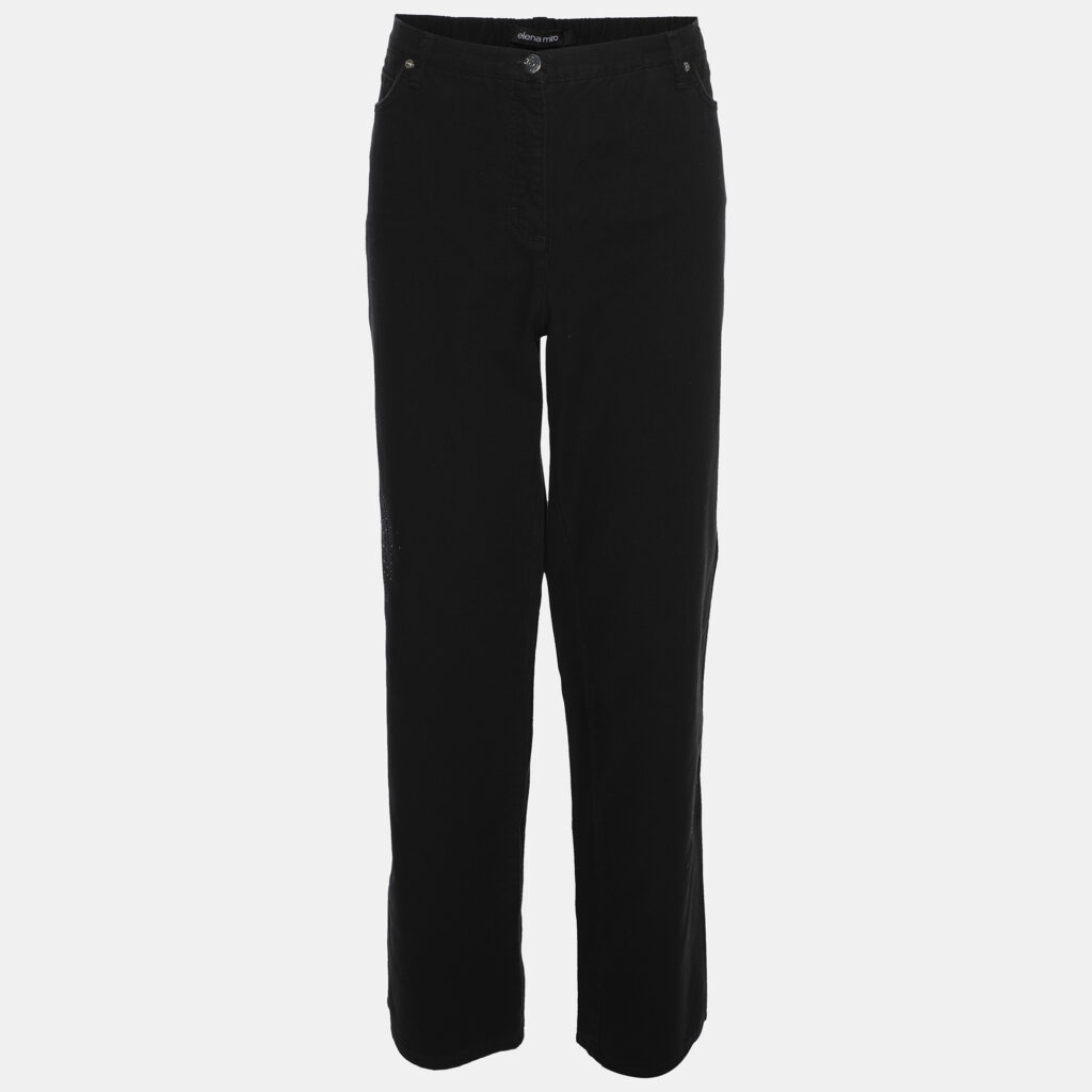Elena Miro Black Denim Embellished Jeans XXL