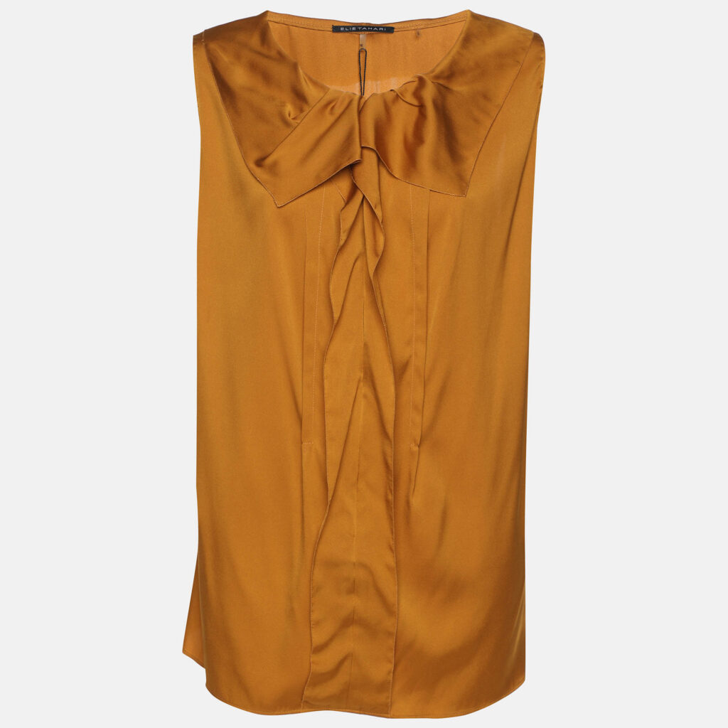 Elie Tahari Yellow Pepper Stretch Silk Andrea Blouse XL Elie Tahari Yellow Pepper Stretch Silk Andrea Blouse XL