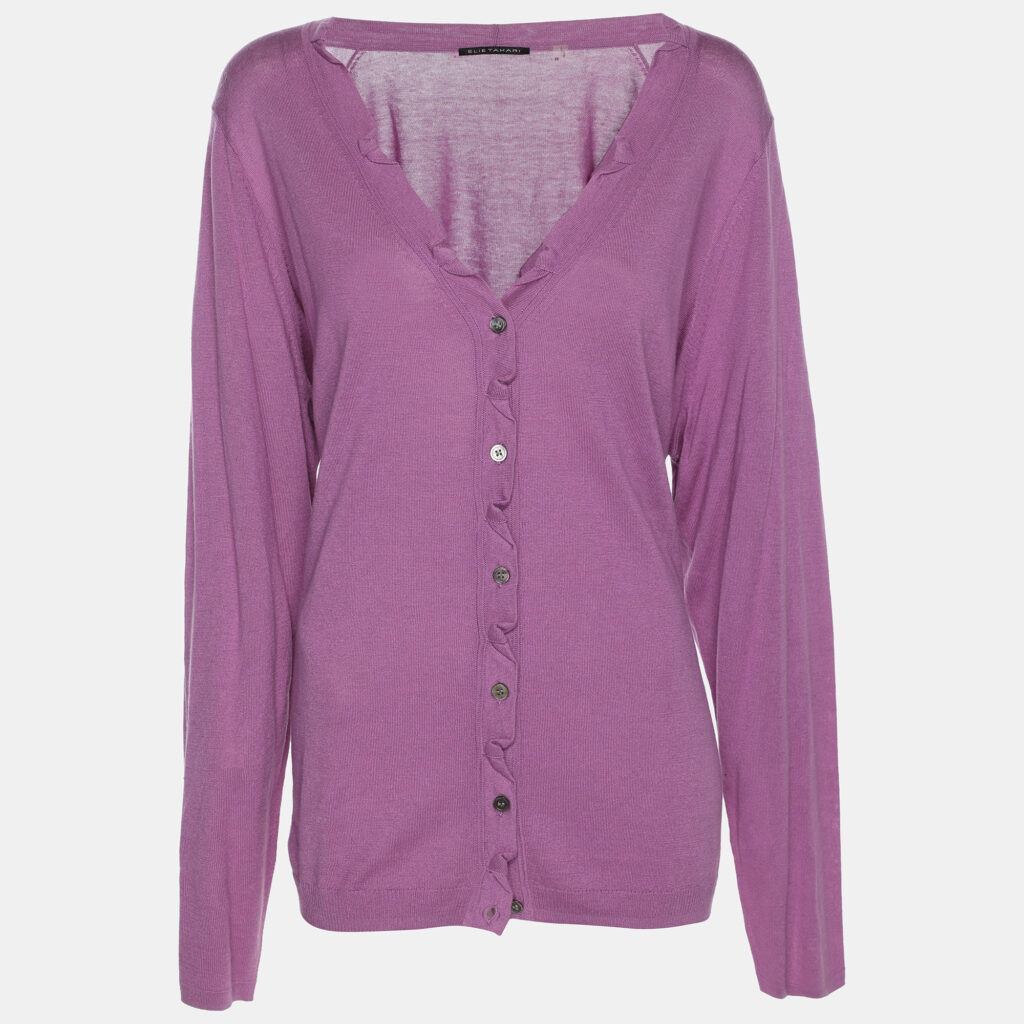 Elie Tahari Purple Stretch Silk Sammy Sweater XXL Elie Tahari Purple Stretch Silk Sammy Sweater XXL