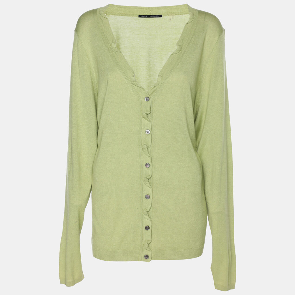 luxury-women-elie-tahari-new-clothes-p1186027-002-1.jpg Elie Tahari Green Stretch Knit Sammy Long Sleeve Sweatshirt XXL