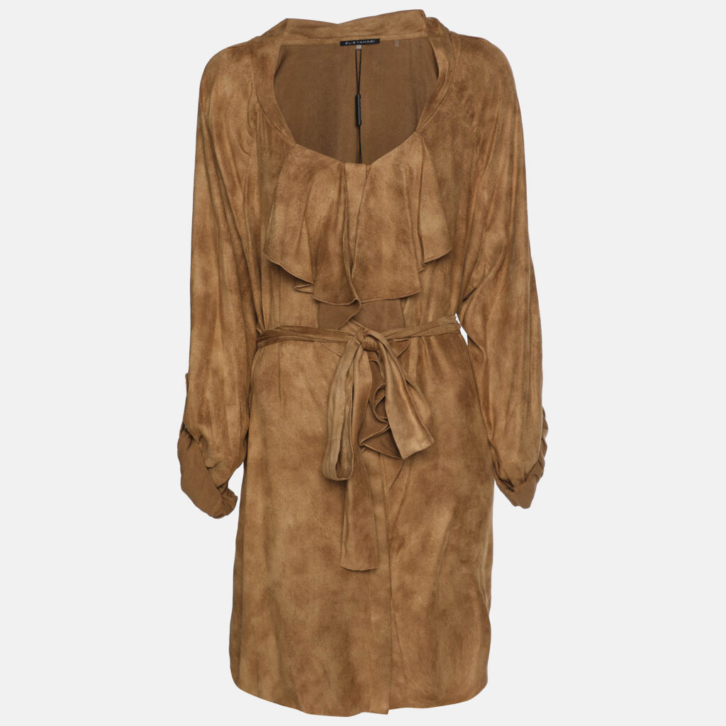 luxury-women-elie-tahari-new-clothes-p1186368-002.jpg Elie Tahari Brown Velvet Melrose Belted Tunic XL