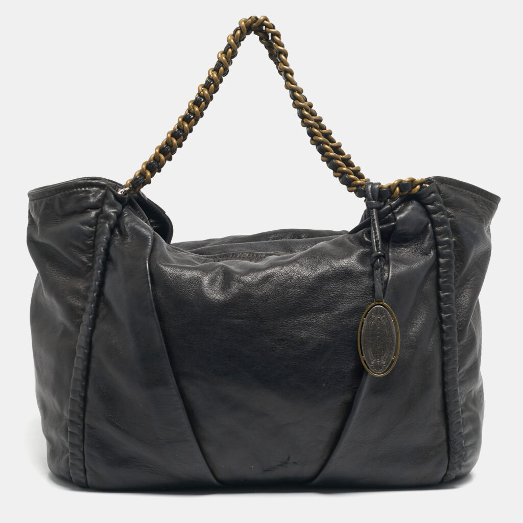 Elie Tahari Black Leather Chain Hobo