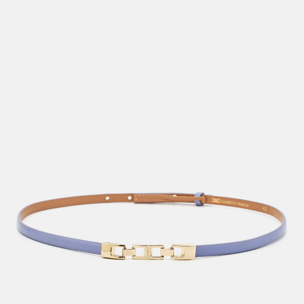 Elisabetta Franchi Purple Faux Leather Slim Belt 42