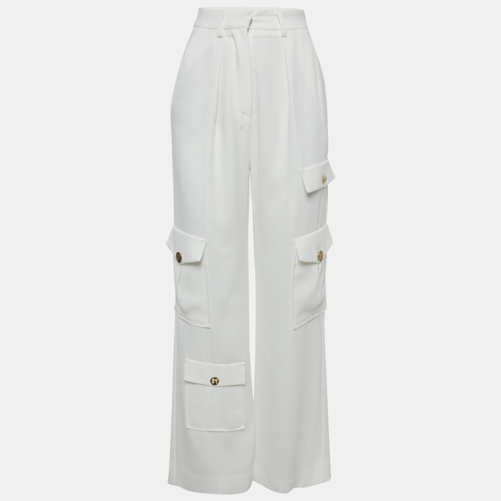 Elisabetta Franchi White Crepe Cargo Pants S Elisabetta Franchi White Crepe Cargo Pants S