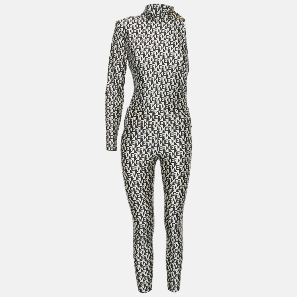 Elisabetta Franchi Monogram Print Jersey Bodysuit and Leggings Set M/L Elisabetta Franchi Monogram Print Jersey Bodysuit and Leggings Set M/L