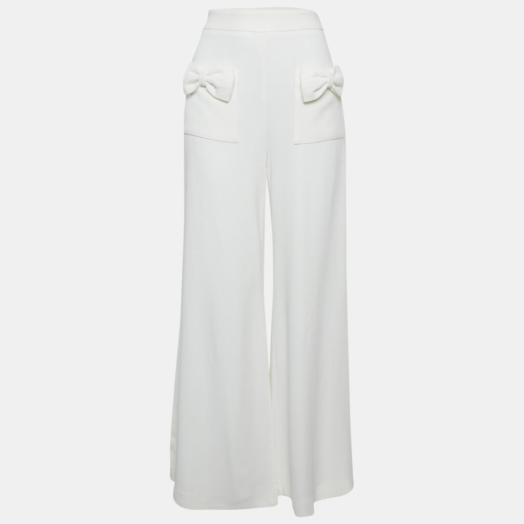 Elisabetta Franchi Crepe Bow Detail Flared Trousers S Elisabetta Franchi Crepe Bow Detail Flared Trousers S