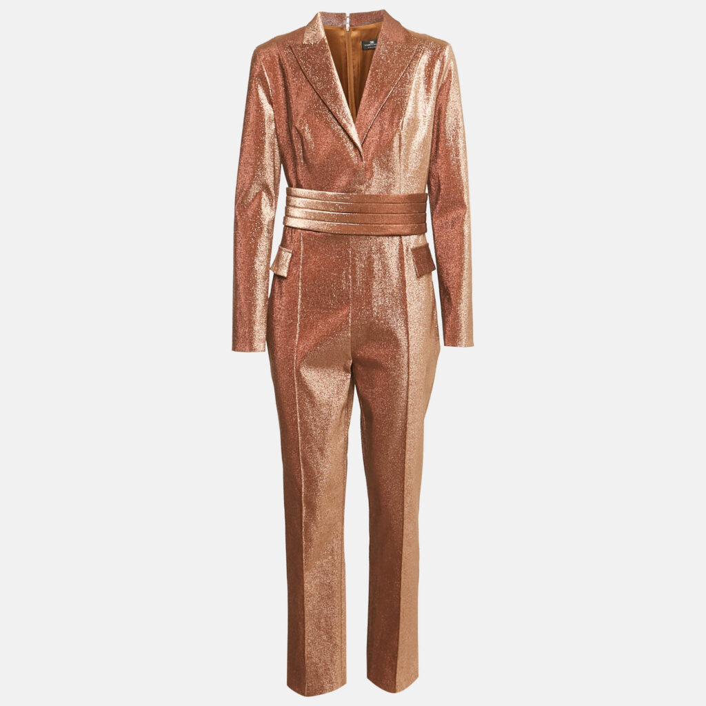 Elisabetta Franchi Metallic Lurex Jumpsuit L Elisabetta Franchi Metallic Lurex Jumpsuit L