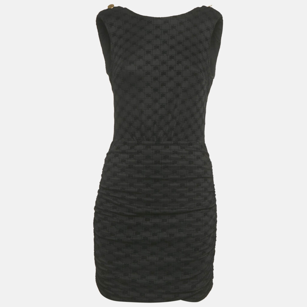 Elisabetta Franchi Black Monogram Jersey Chain Detail Mini Dress M Elisabetta Franchi Black Monogram Jersey Chain Detail Mini Dress M