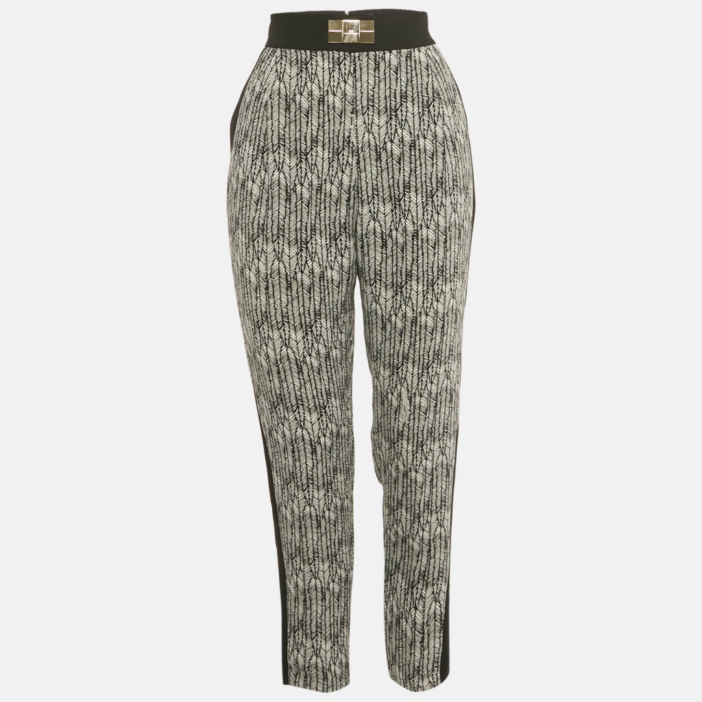 Elisabetta Franchi Black/White Printed Crepe Formal Trousers M Elisabetta Franchi Black/White Printed Crepe Formal Trousers M