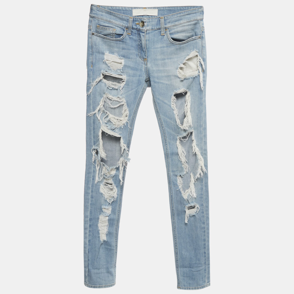 Elisabetta Franchi Blue Distressed Denim Skinny Jeans S Waist 28" Elisabetta Franchi Blue Distressed Denim Skinny Jeans S Waist 28"