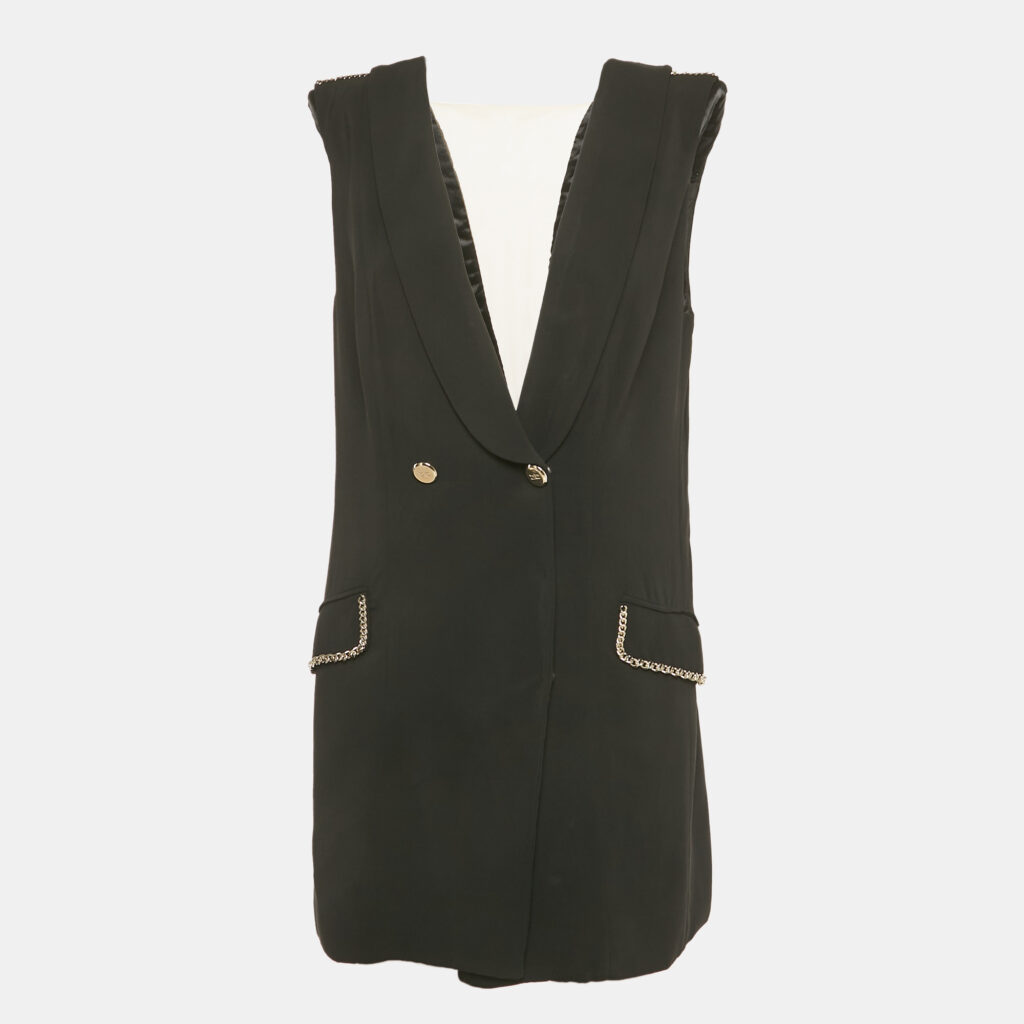 Elisabetta Franchi Black Crepe Double Breasted Mini Dress M Elisabetta Franchi Black Crepe Double Breasted Mini Dress M
